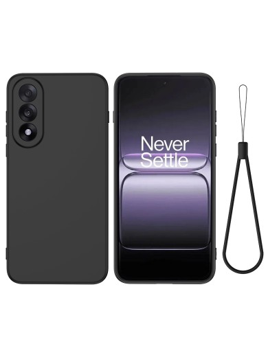 Предпазен устойчив на надраскване силиконов гръб с каишка за OnePlus Nord 5 - черен
