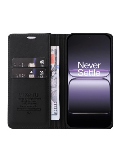 Калъф за телефон от еко кожа тип портмоне за OnePlus Nord 5 - черен