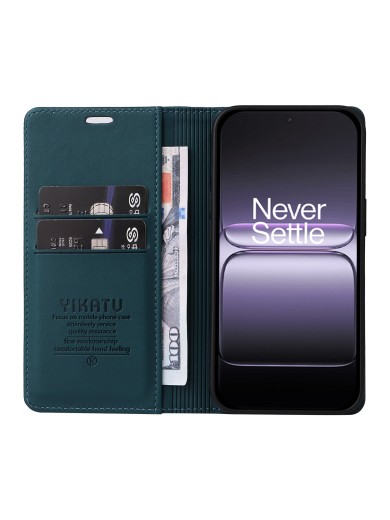 Калъф за телефон от еко кожа тип портмоне за OnePlus Nord 5 - зелен