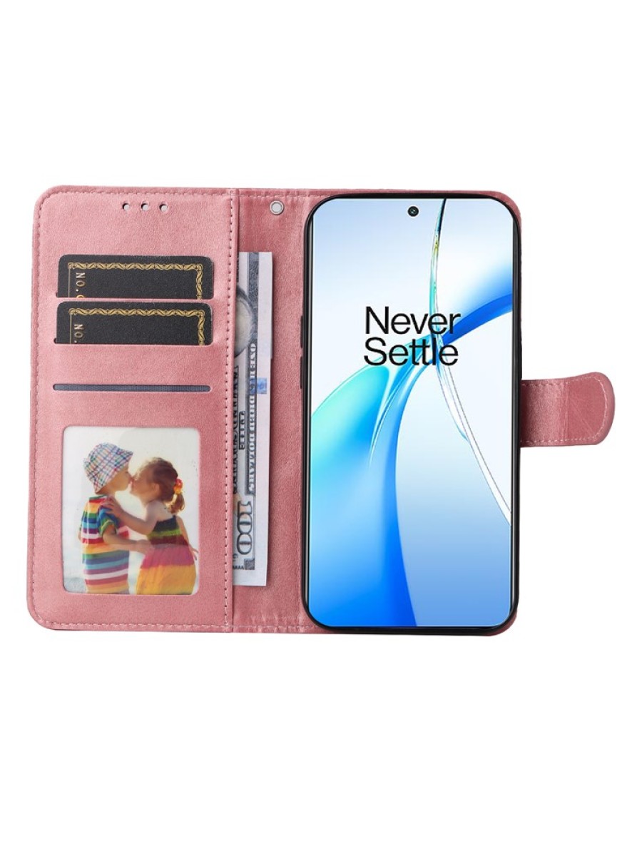 Калъф от еко кожа тип портмоне за OnePlus Nord CE4 - розов