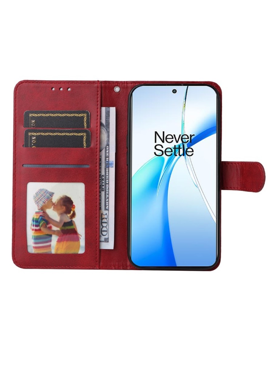 Калъф от еко кожа тип портмоне за OnePlus Nord CE4 - червен