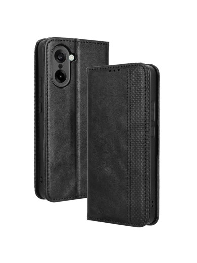 Калъф от еко кожа с ретро текстура тип портмоне за OnePlus Nord CE5 - черен Калъф от еко кожа с ретро текстура тип портмоне за OnePlus Nord CE5 - черен