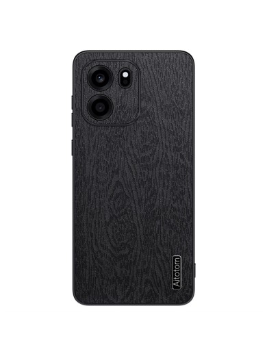 Удароустойчив гръб от еко кожа с дървесна текстура за OnePlus Turbo 6V - черен Удароустойчив гръб от еко кожа с дървесна текстура за OnePlus Turbo 6V - черен
