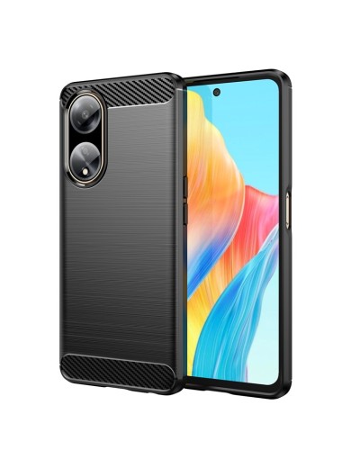 Мек удароустойчив гръб с текстура на карбонови влакна за Oppo A1 - черен