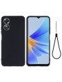 Предпазен удароустойчив силиконов гръб с каишка за Oppo A17k - черен