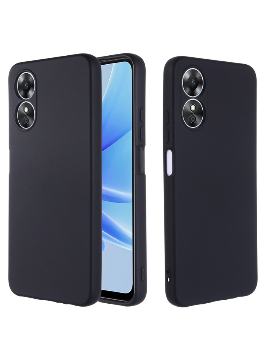 Предпазен удароустойчив силиконов гръб с каишка за Oppo A17k - черен