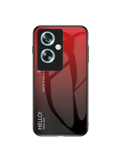 Предпазен гръб от закалено стъкло за Oppo A2 - червен и черен