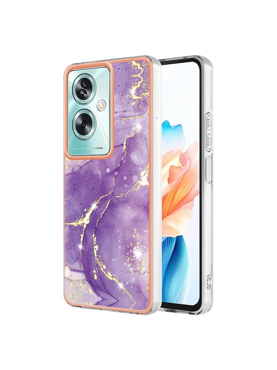 Предпазен удароустойчив гръб с мраморни шарки за Oppo A2 - лилав