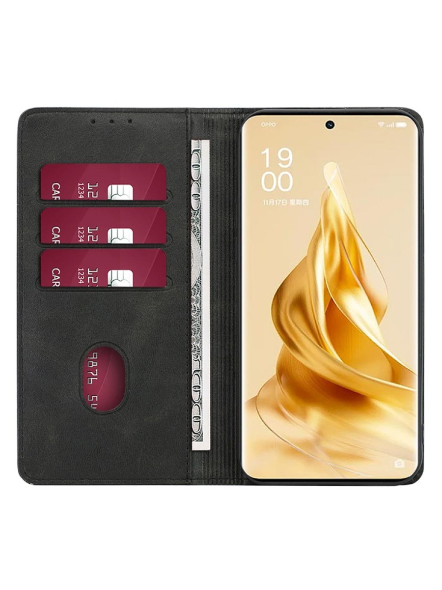 Калъф от еко кожа тип портмоне за Oppo A2 - черен