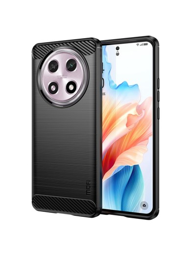 Мек предпазен гръб с текстура на карбонови влакна за Oppo A2 Pro - черен