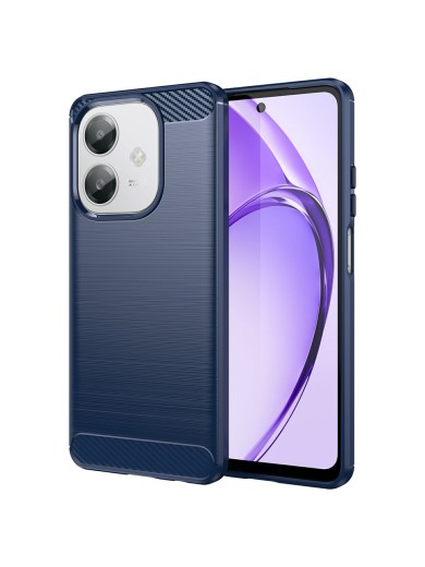 Мек удароустойчив гръб с текстура на карбонови влакна за Oppo A3 - син