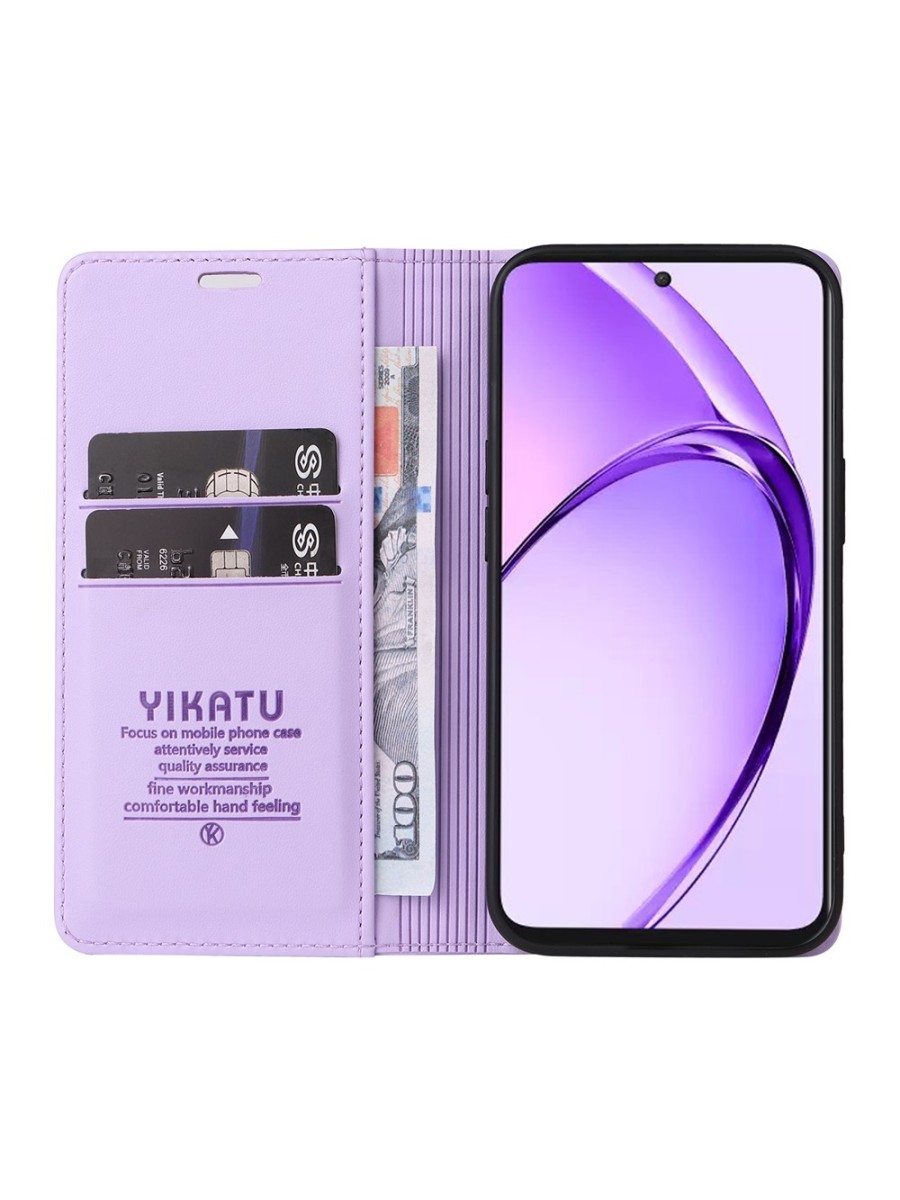 Калъф за телефон от еко кожа тип портмоне за Oppo A3 - лилав