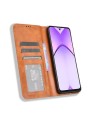 Калъф от еко кожа с ретро текстура тип портмоне за Oppo A3 - кафяв