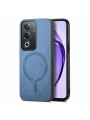 Предпазен гръб от еко кожа, съвместим с MagSafe за Oppo A3 Pro - син