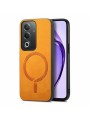 Предпазен гръб от еко кожа, съвместим с MagSafe за Oppo A3 Pro - жълт