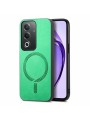 Предпазен гръб от еко кожа, съвместим с MagSafe за Oppo A3 Pro - зелен