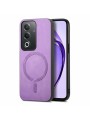 Предпазен гръб от еко кожа, съвместим с MagSafe за Oppo A3 Pro - лилав