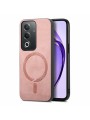 Предпазен гръб от еко кожа, съвместим с MagSafe за Oppo A3 Pro - розов
