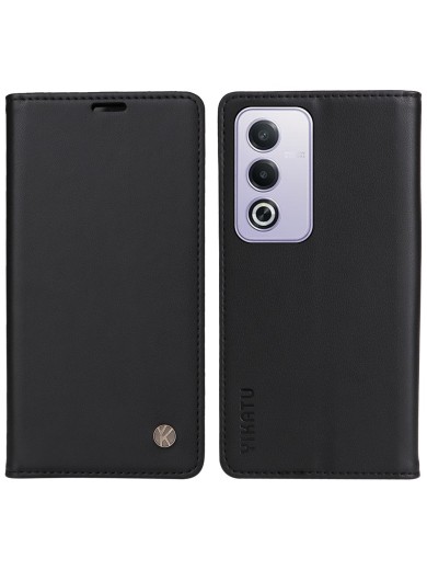 Калъф за телефон от еко кожа тип портмоне за Oppo A3 Pro - черен