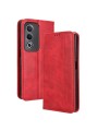 Калъф от еко кожа с ретро текстура тип портмоне за Oppo A3 Pro - червен