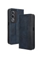 Калъф от еко кожа с ретро текстура тип портмоне за Oppo A3 Pro - син