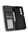 Калъф от еко кожа с ретро текстура тип портмоне за Oppo A3 Pro - черен