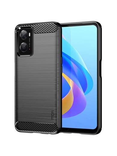 Мек предпазен гръб с текстура на карбонови влакна за Oppo A36 - черен Мек предпазен гръб с текстура на карбонови влакна за Oppo A36 - черен