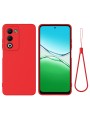 Предпазен устойчив на надраскване силиконов гръб с каишка за Oppo A5 4G - червен