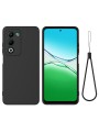 Предпазен устойчив на надраскване силиконов гръб с каишка за Oppo A5 4G - черен
