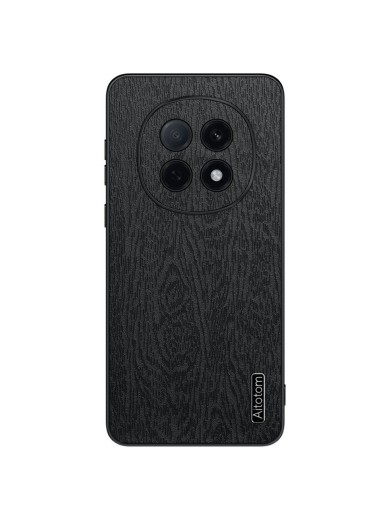 Удароустойчив гръб от еко кожа с дървесна текстура за Oppo A5 - черен Удароустойчив гръб от еко кожа с дървесна текстура за Oppo A5 - черен