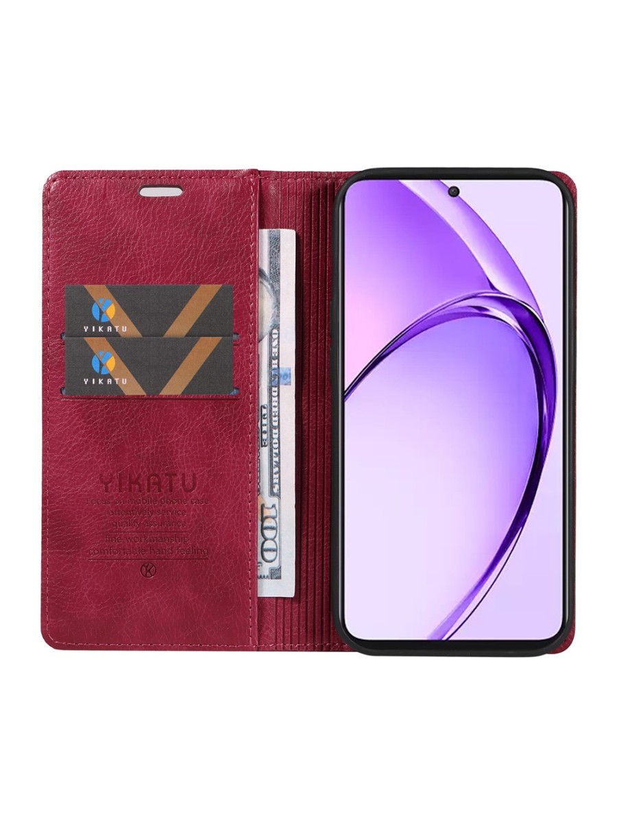 Калъф от еко кожа тип портмоне за Oppo A5 - червен