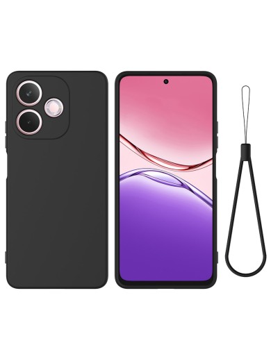 Предпазен устойчив на надраскване силиконов гръб с каишка за Oppo A5 Pro 4G - черен