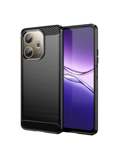 Мек удароустойчив гръб с текстура на карбонови влакна за Oppo A5 Pro - черен