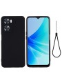 Предпазен удароустойчив силиконов гръб с каишка за Oppo A57 4G - черен