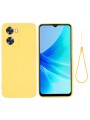 Предпазен удароустойчив силиконов гръб с каишка за Oppo A57 4G - жълт
