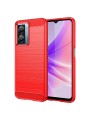 Мек удароустойчив гръб с текстура на карбонови влакна за Oppo A57 4G - червен