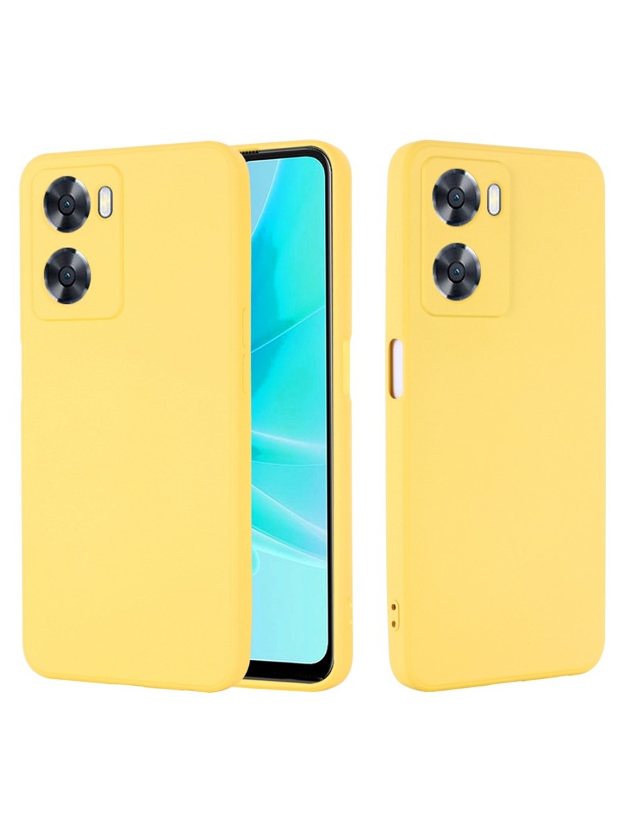 Предпазен удароустойчив силиконов гръб с каишка за Oppo A57 4G - жълт