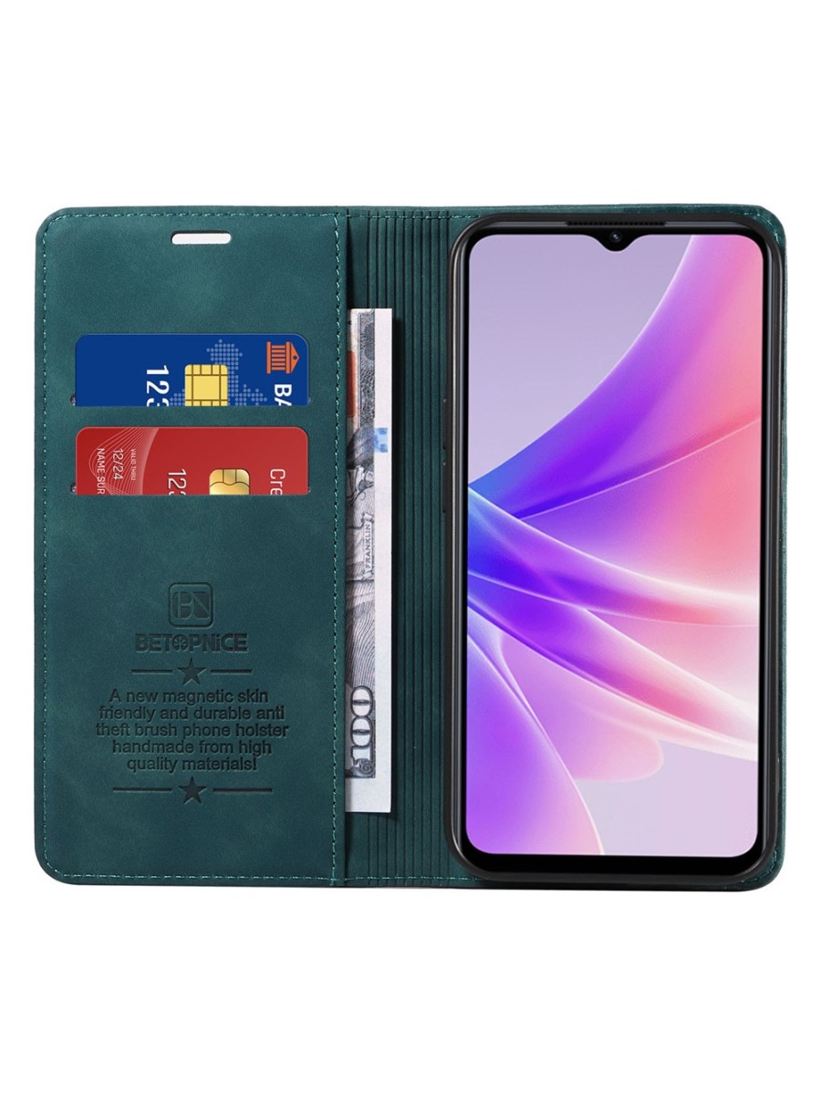 Калъф от еко кожа тип портмоне за Oppo A57 4G - зелен