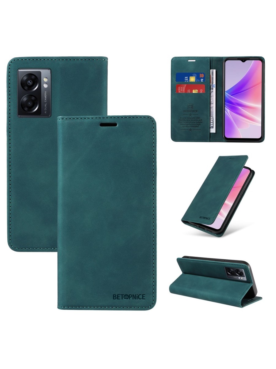 Калъф от еко кожа тип портмоне за Oppo A57 4G - зелен