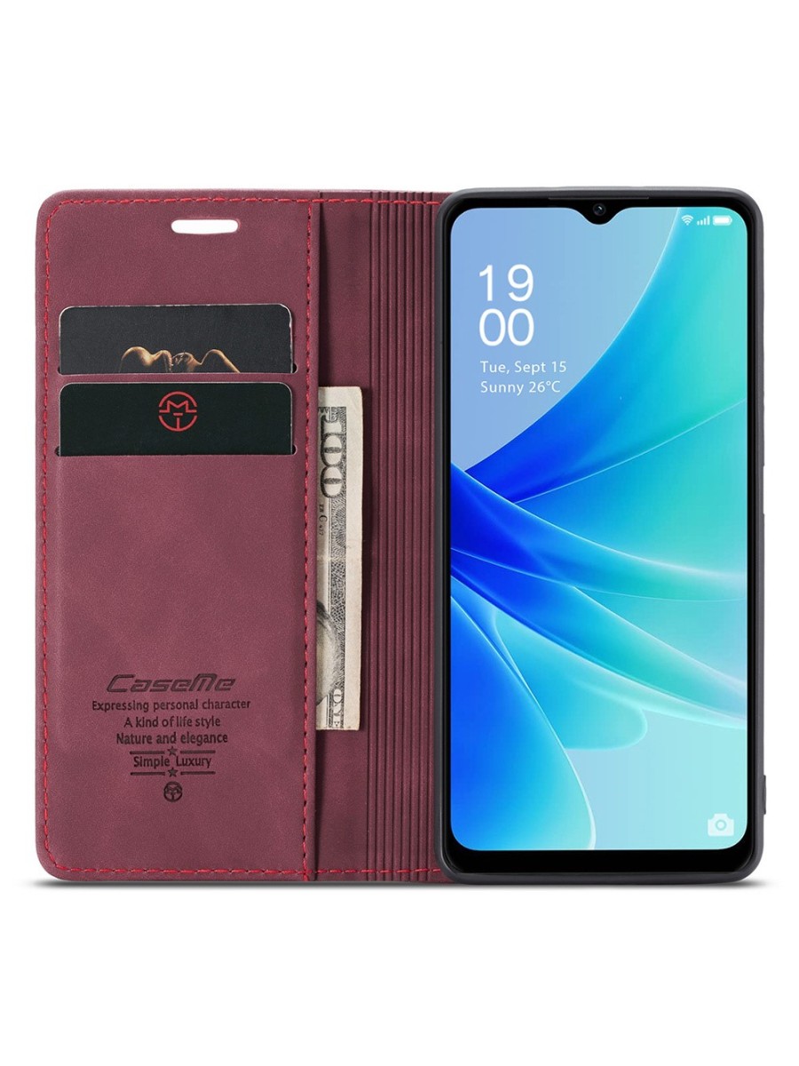 Калъф от еко кожа тип портмоне за Oppo A57 4G - червен
