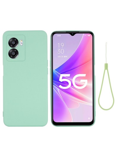 Предпазен удароустойчив силиконов гръб с каишка за Oppo A57 - зелен