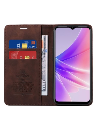 Калъф от еко кожа тип портмоне за Oppo A57 - кафяв