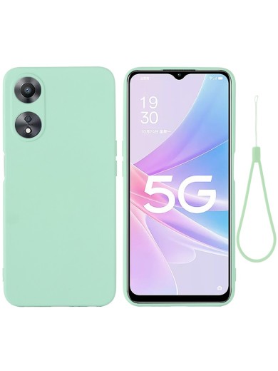 Предпазен удароустойчив силиконов гръб с каишка за Oppo A58x - зелен