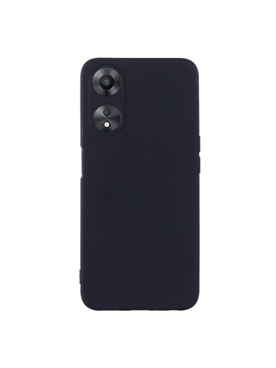 Предпазен удароустойчив силиконов гръб с каишка за Oppo A58x - черен
