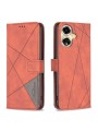 Калъф от еко кожа тип портмоне с геометрични линии за Oppo A59 - кафяв
