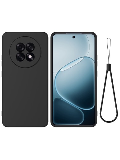 Предпазен устойчив на надраскване силиконов гръб с каишка за Oppo A6 GT - черен