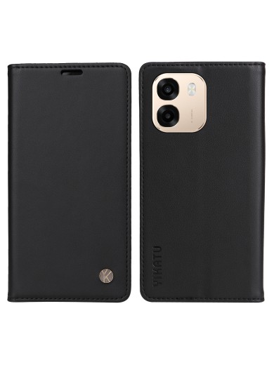 Калъф за телефон от еко кожа тип портмоне за Oppo A6 - черен