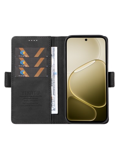 Калъф от еко кожа тип портмоне за Oppo A6 - черен