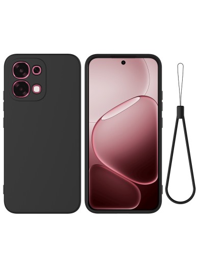 Предпазен устойчив на надраскване силиконов гръб с каишка за Oppo A6 Pro 4G - черен Предпазен устойчив на надраскване силиконов гръб с каишка за Oppo A6 Pro 4G - черен