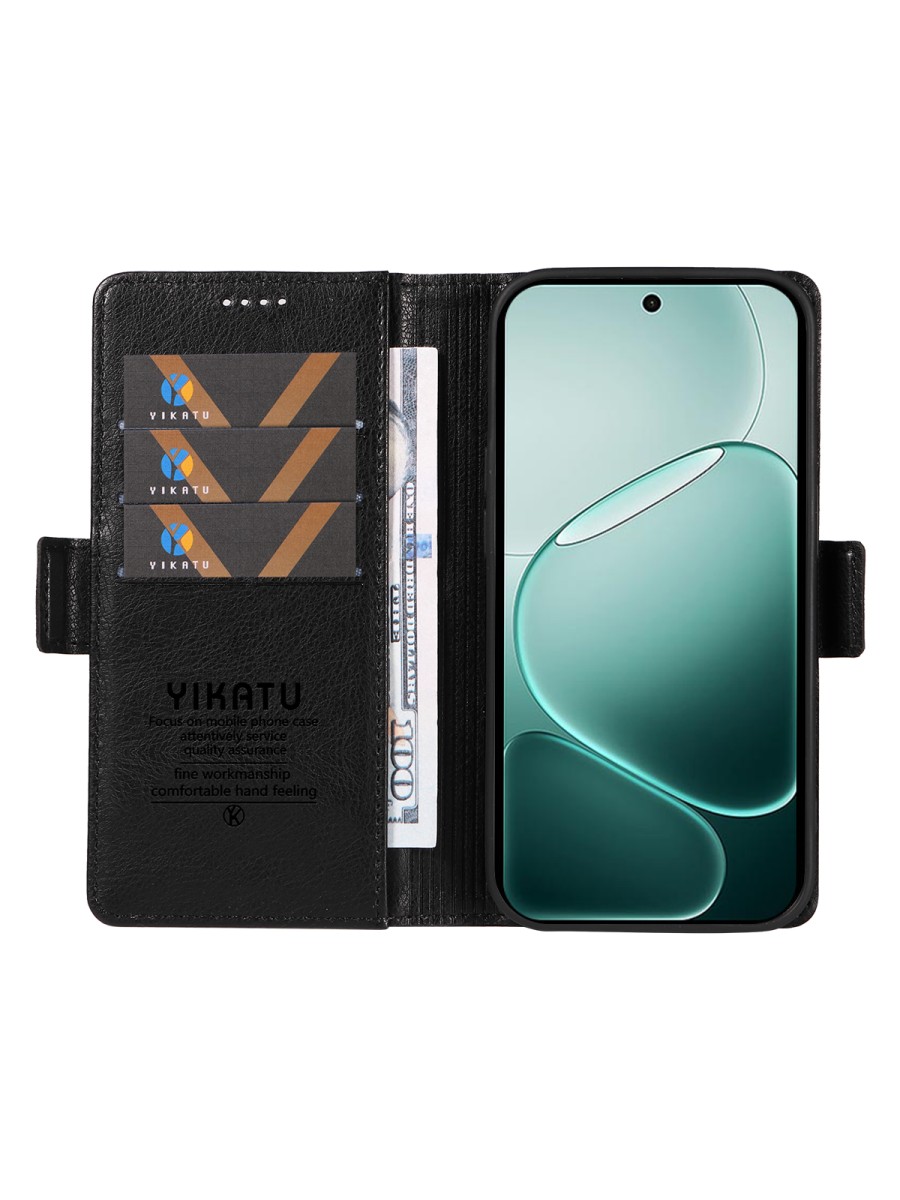 Калъф от еко кожа тип портмоне за Oppo A6 Pro 4G - черен